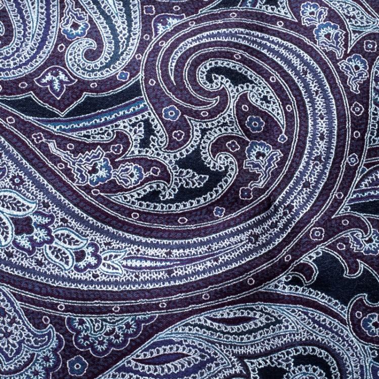 Pre Owned Brioni Navy Blue Paisley Printed Silk Pocket Square