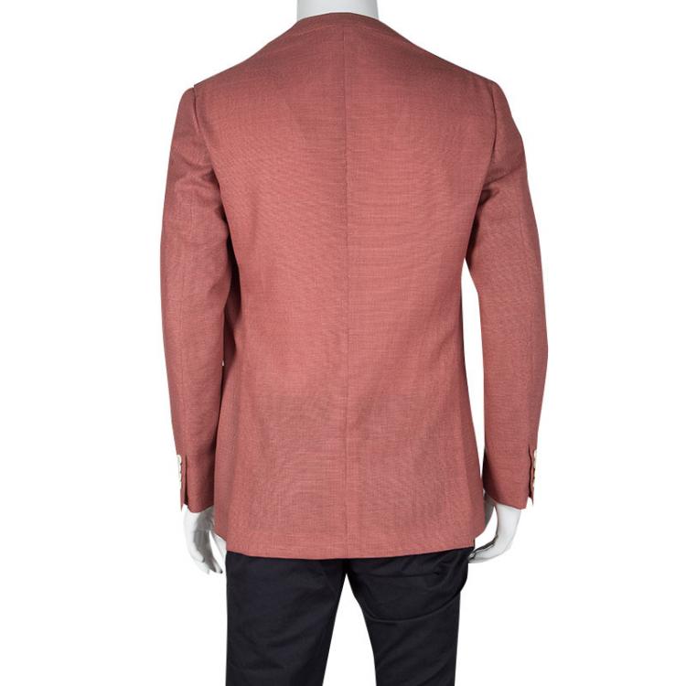 Pre Owned Brioni Red Textured Wool regular Fit Jardigan Jacket L