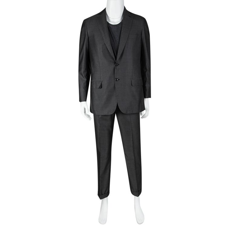 Pre Owned Brioni Grey Wool and Silk Blend Regular Fit Suit M