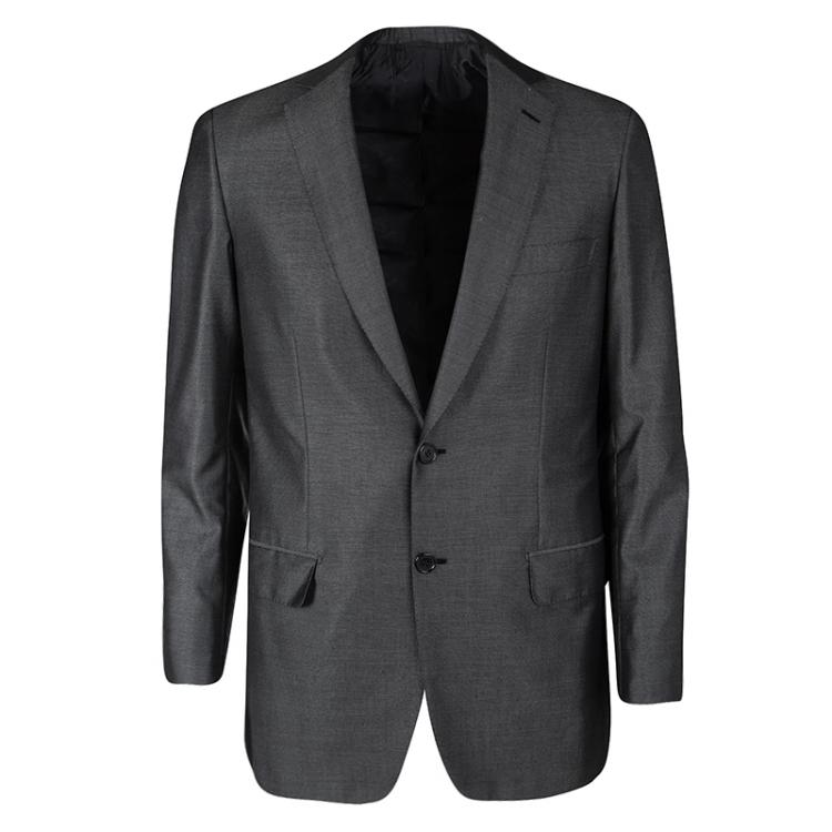 Pre Owned Brioni Grey Wool and Silk Blend Regular Fit Suit M