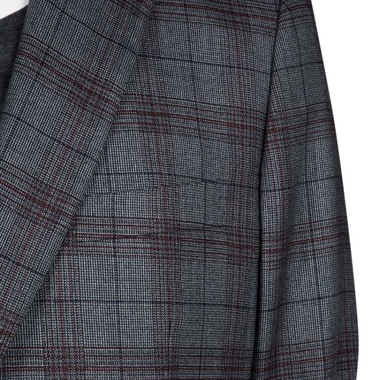 Pre Owned Brioni Grey Plaid Cashmere Regular Fit Blazer 2XL