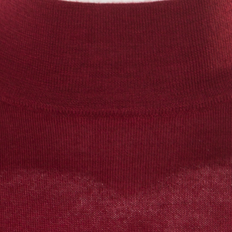 Pre Owned Brioni Burgundy Cashmere Silk High Neck Sweater M