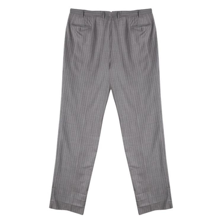 مملوكة مسبقًا Brioni Grey Striped Wool Roman Style Palatino Suit 4XL