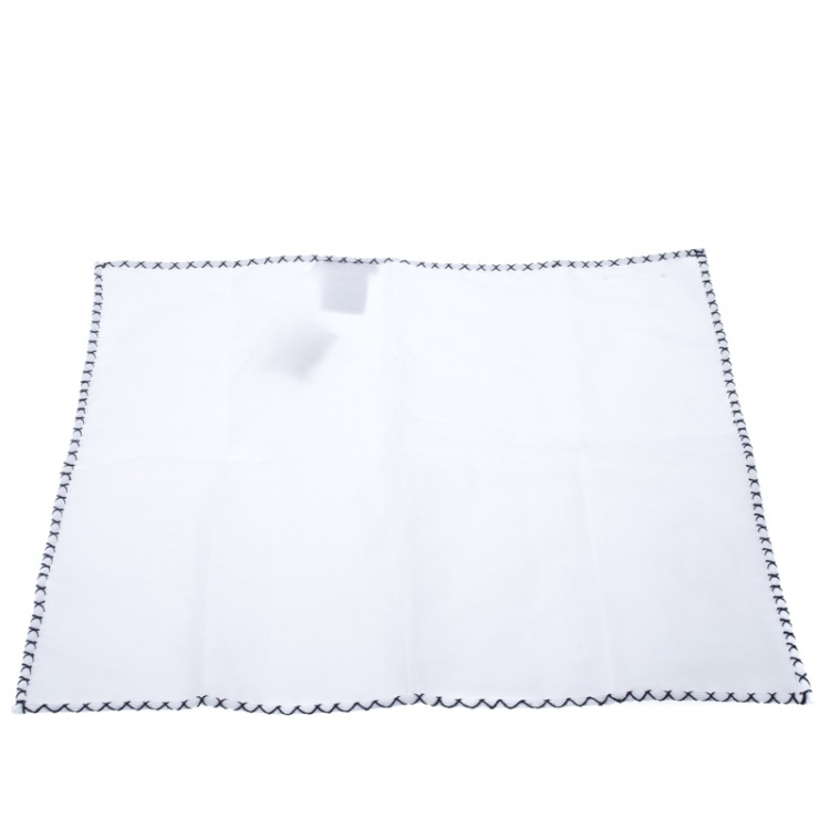 Pre Owned Brunello Cucinelli White Cotton Matty Cross Stitch Border Pocket  Square
