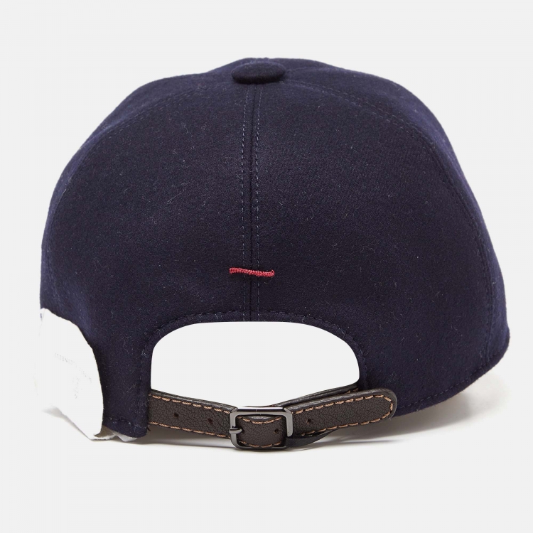 Pre Owned Brunello Cucinelli Navy Blue Wool Cap L