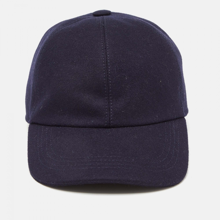 Pre Owned Brunello Cucinelli Navy Blue Wool Cap L