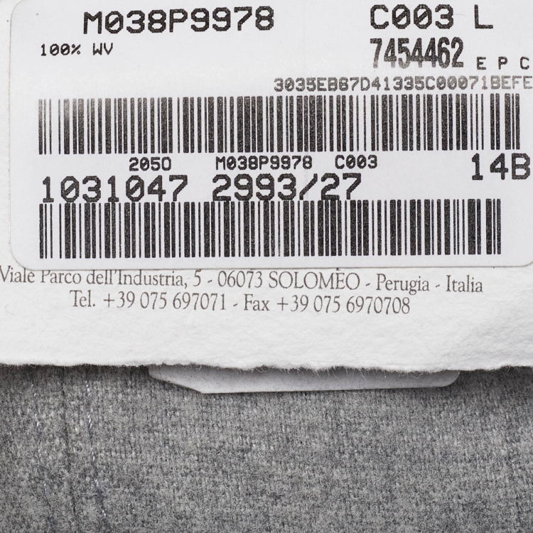 Pre Owned Brunello Cucinelli Grey Wool Baseball Cap L
