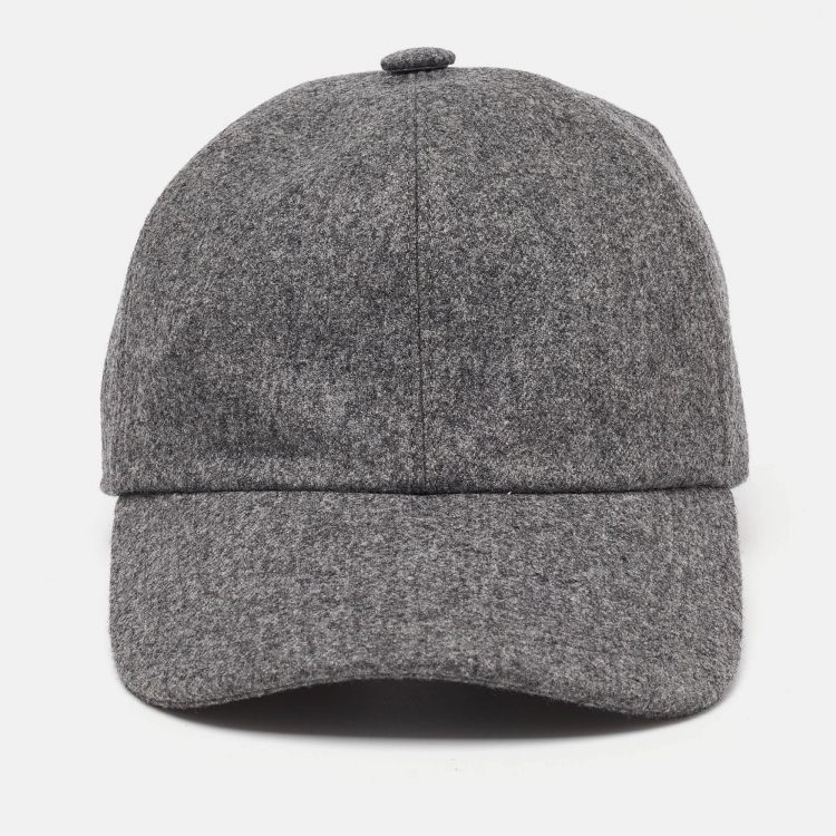 Pre Owned Brunello Cucinelli Grey Wool Baseball Cap L