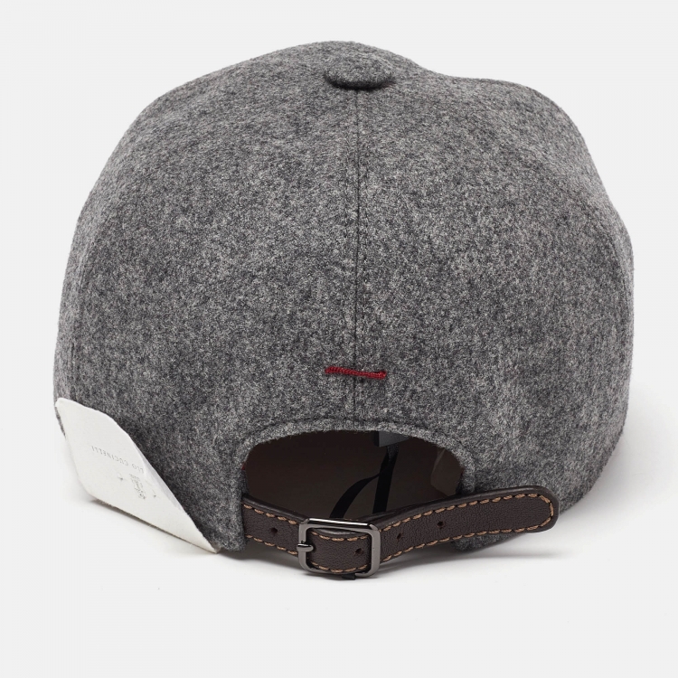 Pre Owned Brunello Cucinelli Grey Wool Baseball Cap L