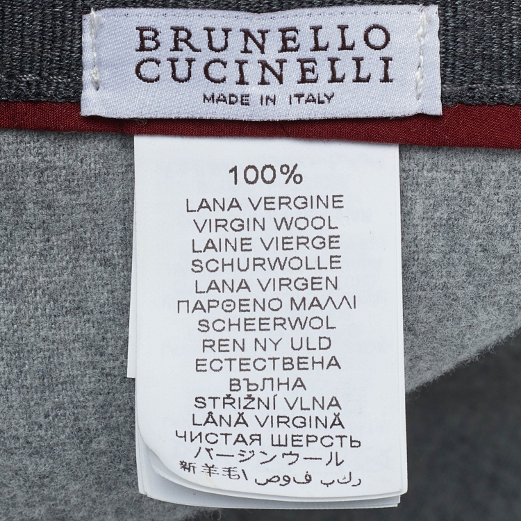Pre Owned Brunello Cucinelli Grey Wool Baseball Cap L