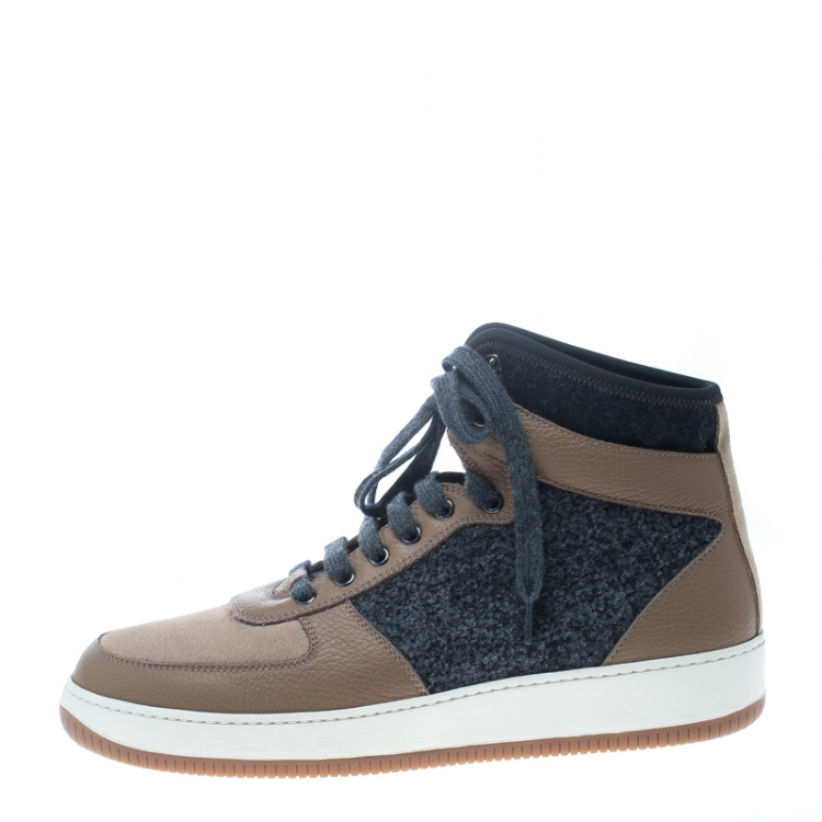 Brunello Cucinelli - Suede-Trimmed Stretch-Knit Sneakers - Gray