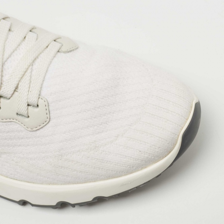 Pre Owned Brunello Cucinelli White Knit Fabric Lace Up Sneakers Size 44