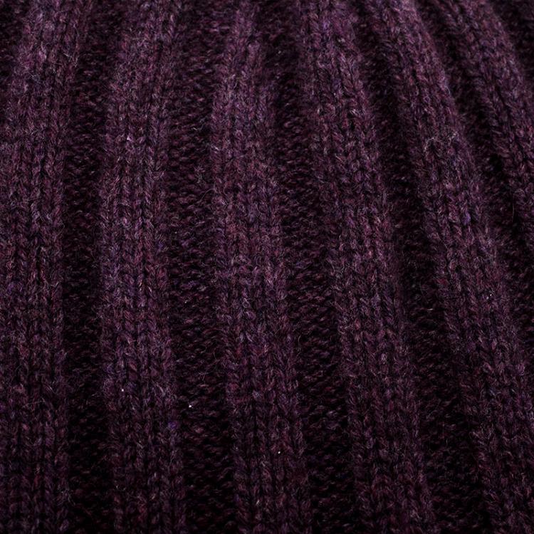 Pre Owned Brunello Cucinelli Purple Melange Cashmere Rib Knit Beanie