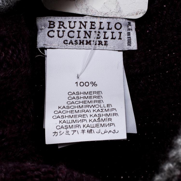 Pre Owned Brunello Cucinelli Purple Melange Cashmere Rib Knit Beanie