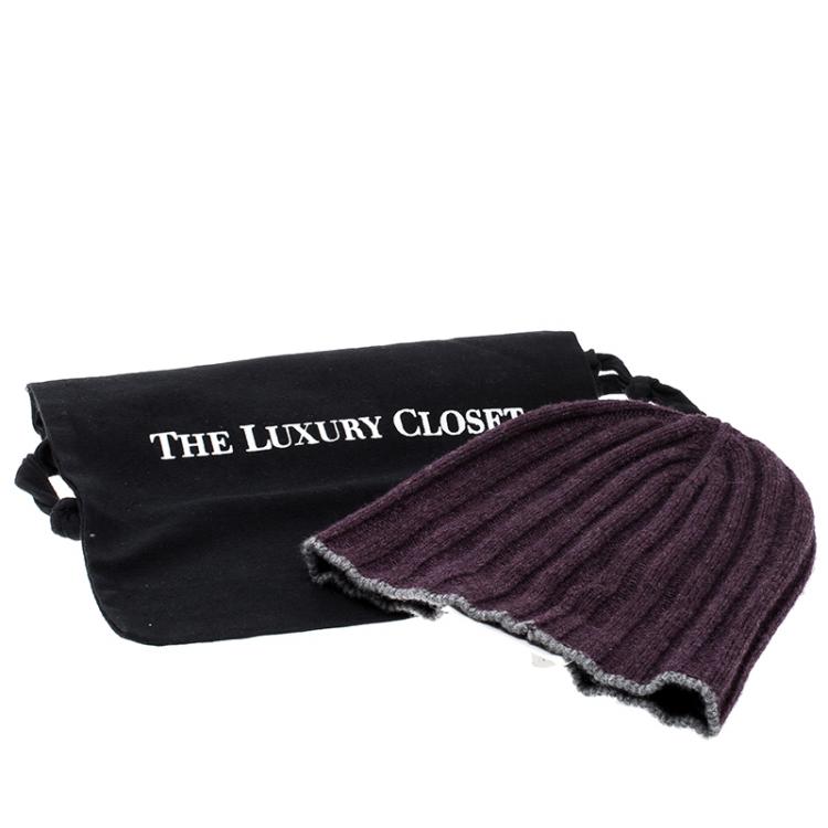 Pre Owned Brunello Cucinelli Purple Melange Cashmere Rib Knit Beanie