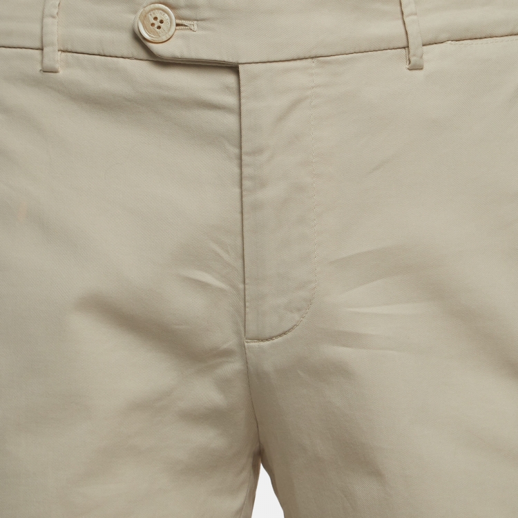 Pre Owned Brunello Cucinelli Beige Cotton Straight Fit Pants L