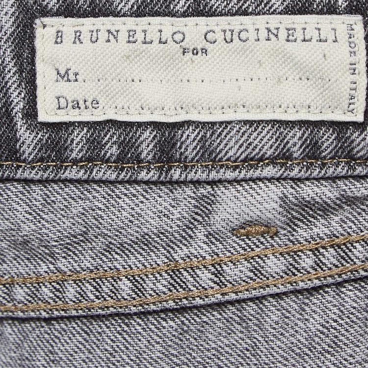 Pre Owned Brunello Cucinelli Grey Denim Traditional Fit Jeans XL Waist 36''