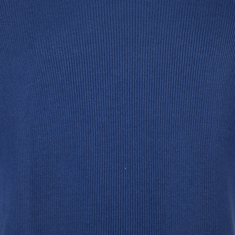 Pre Owned Brunello Cucinelli Blue Cotton Knit Polo Sweater L