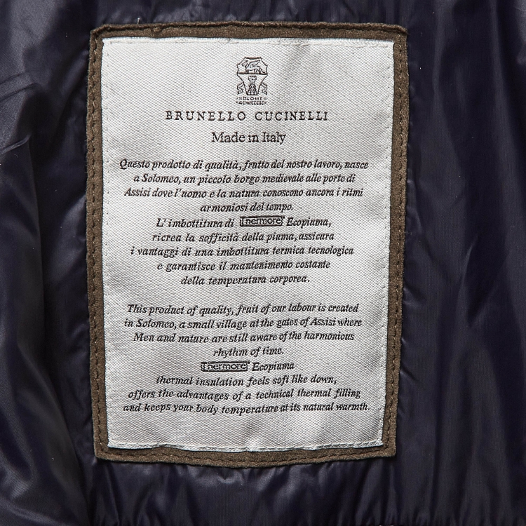Pre Owned Brunello Cucinelli Brown Ribbed Trim Suede Buttoned Jacket M