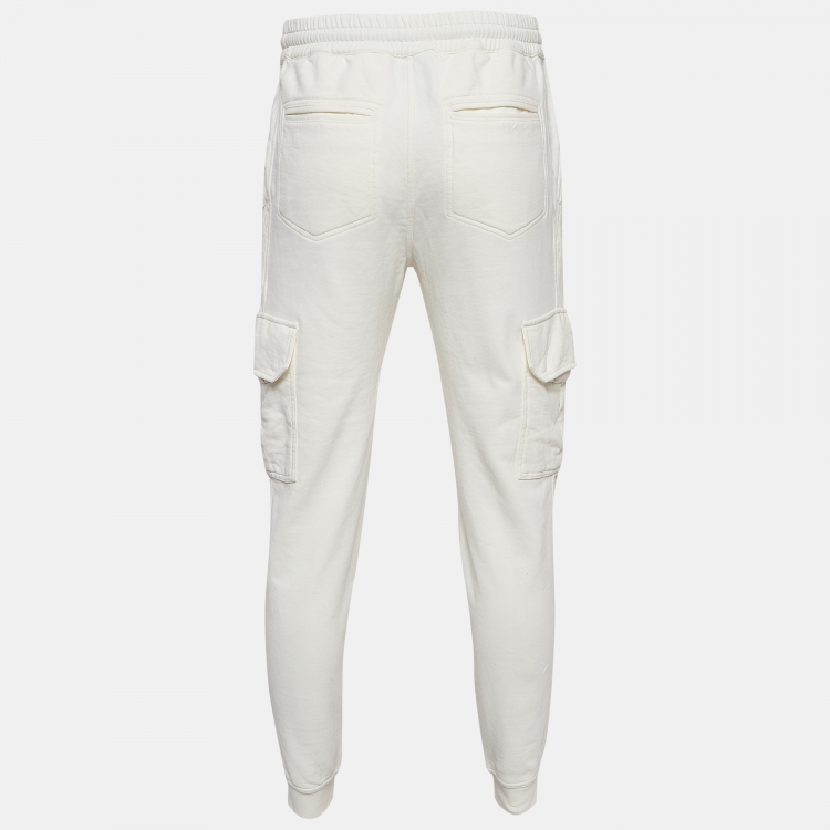 Pre Owned Brunello Cucinelli Ivory White Cotton Knit Joggers XS