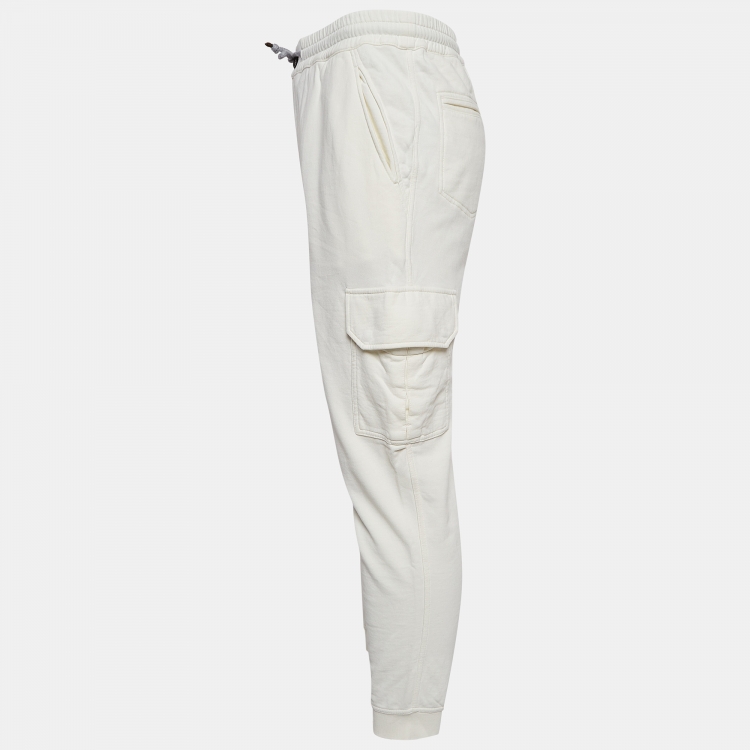 Pre Owned Brunello Cucinelli Ivory White Cotton Knit Joggers XS