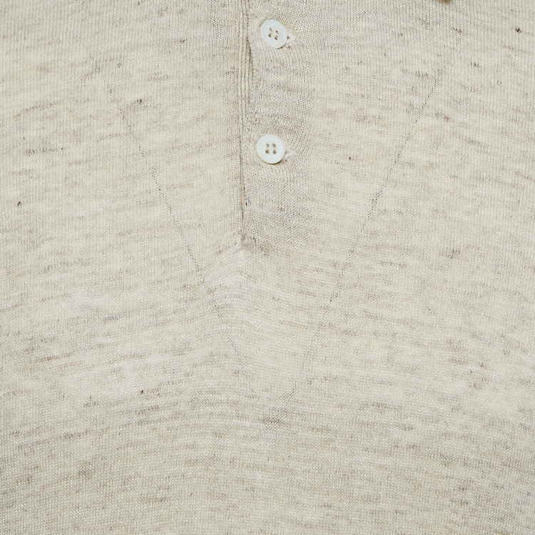 Pre Owned Brunello Cucinelli Beige Knit Polo Tshirt S