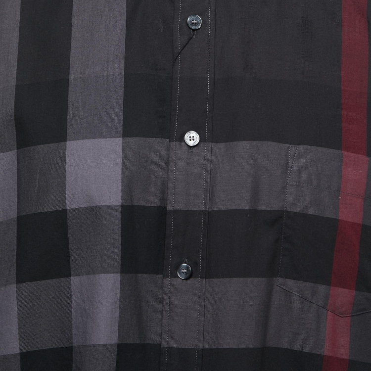 Pre Owned Burberry Brit Charcoal Grey Giant Check Cotton Button Down Shirt 3XL 