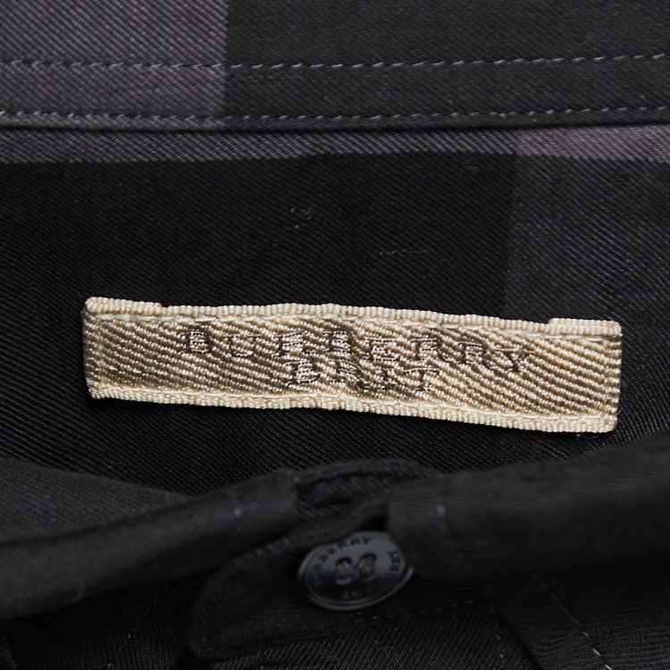 Pre Owned Burberry Brit Charcoal Grey Giant Check Cotton Button Down Shirt 3XL 