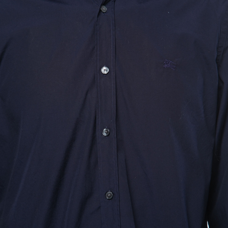 Pre Owned Burberry Brit Navy Blue Cotton Button Front Shirt L