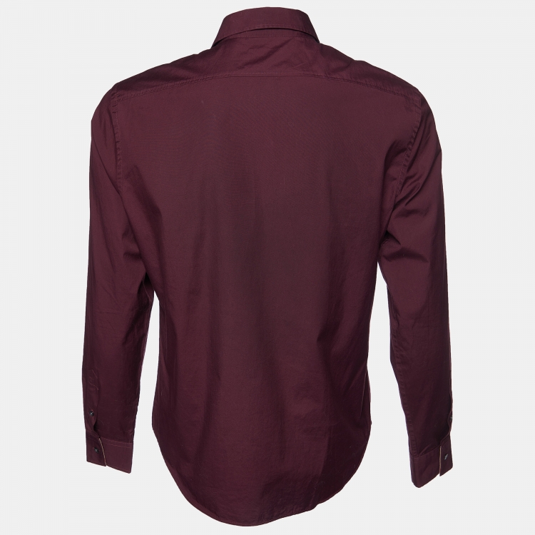 Pre Owned Burberry Brit Burgundy Cotton Long Sleeve Shirt M