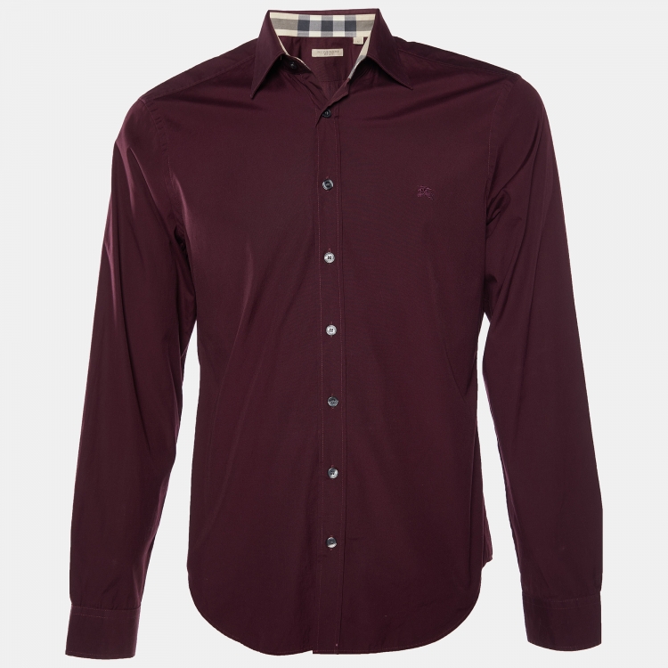 Pre Owned Burberry Brit Burgundy Cotton Long Sleeve Shirt M