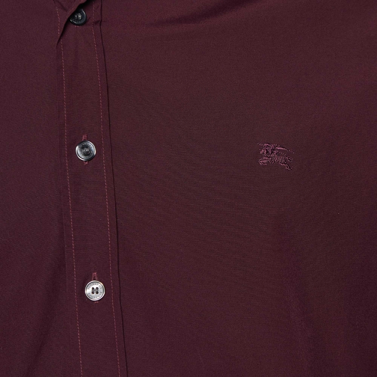 Pre Owned Burberry Brit Burgundy Cotton Long Sleeve Shirt M