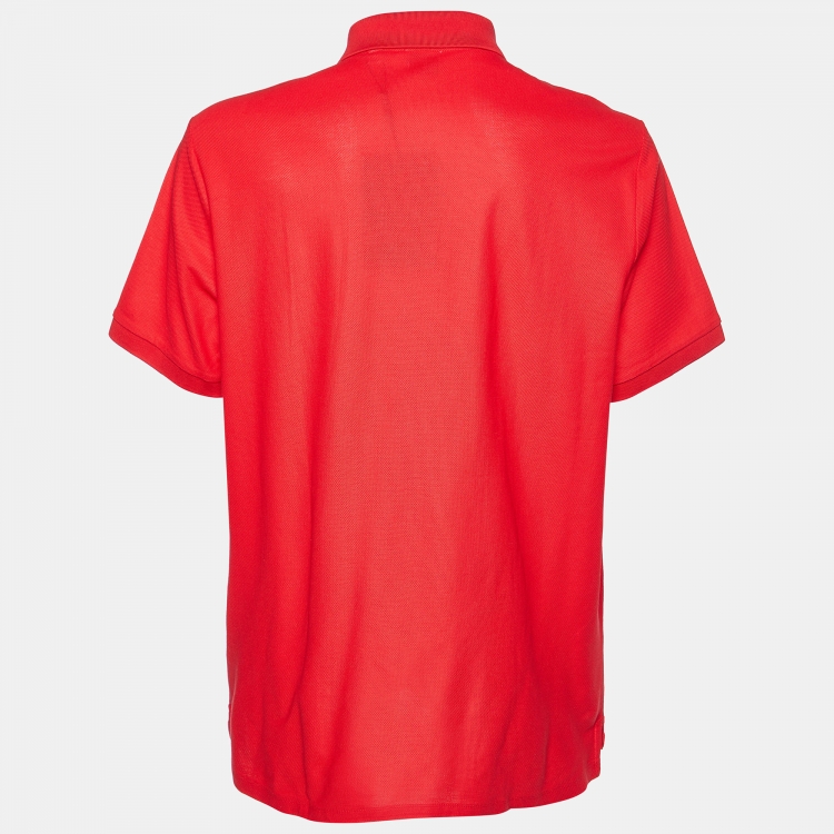 Pre Owned Burberry London Red Logo Cotton Pique Polo T-Shirt XL