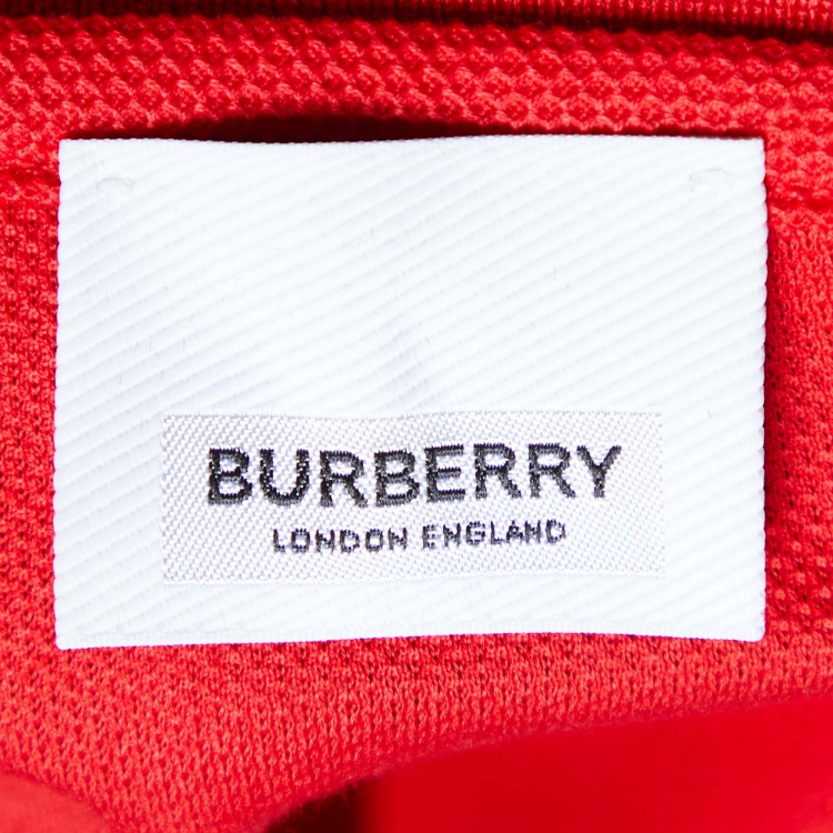 Pre Owned Burberry London Red Logo Cotton Pique Polo T-Shirt XL