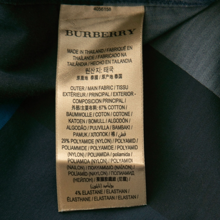 Pre Owned Burberry London Navy Blue Exploded Check Cotton Shirt XL
