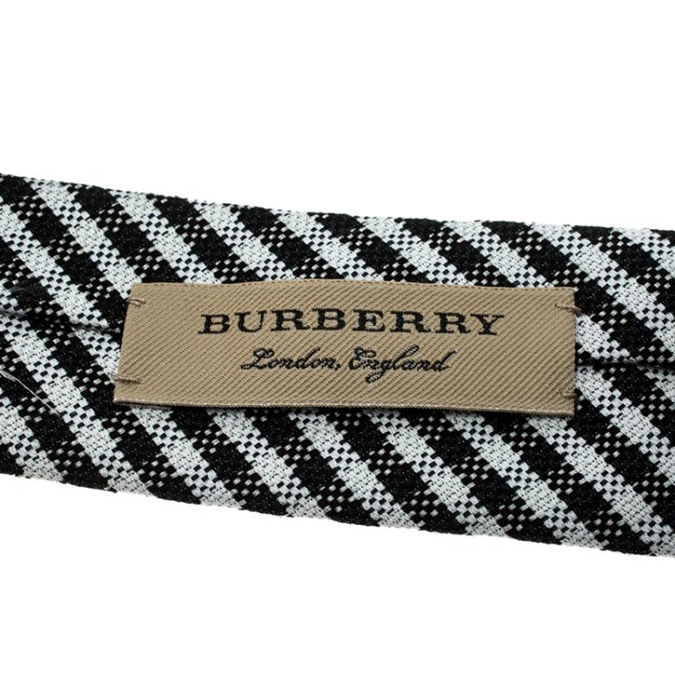 Pre Owned Burberry Monochrome Gingham Checked Stanfield Skinny Tie
