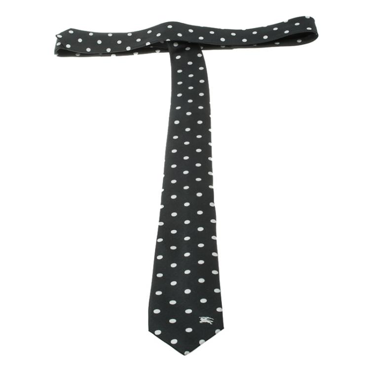 Pre Owned Burberry London Monochrome Polka Dotted Jacquard Silk Manston Tie