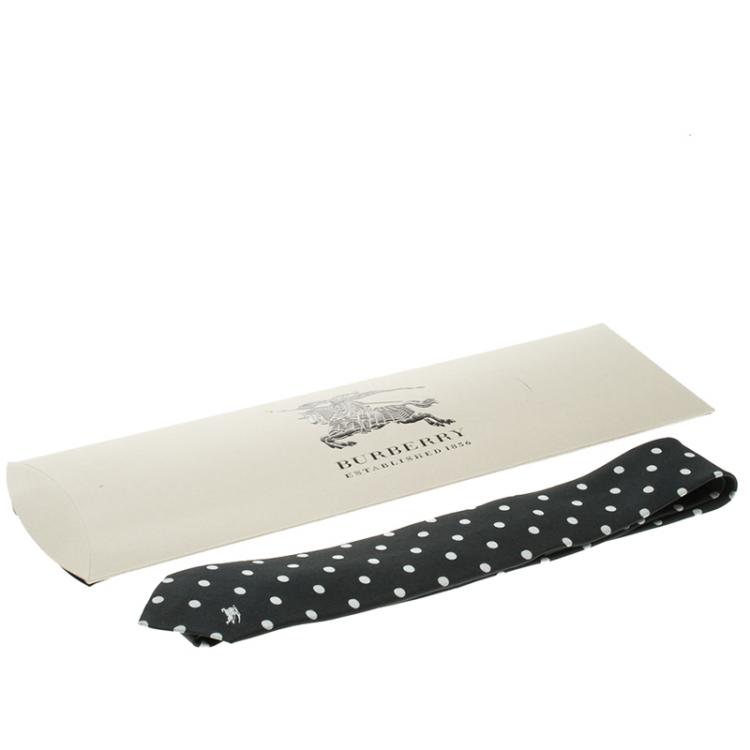Pre Owned Burberry London Monochrome Polka Dotted Jacquard Silk Manston Tie