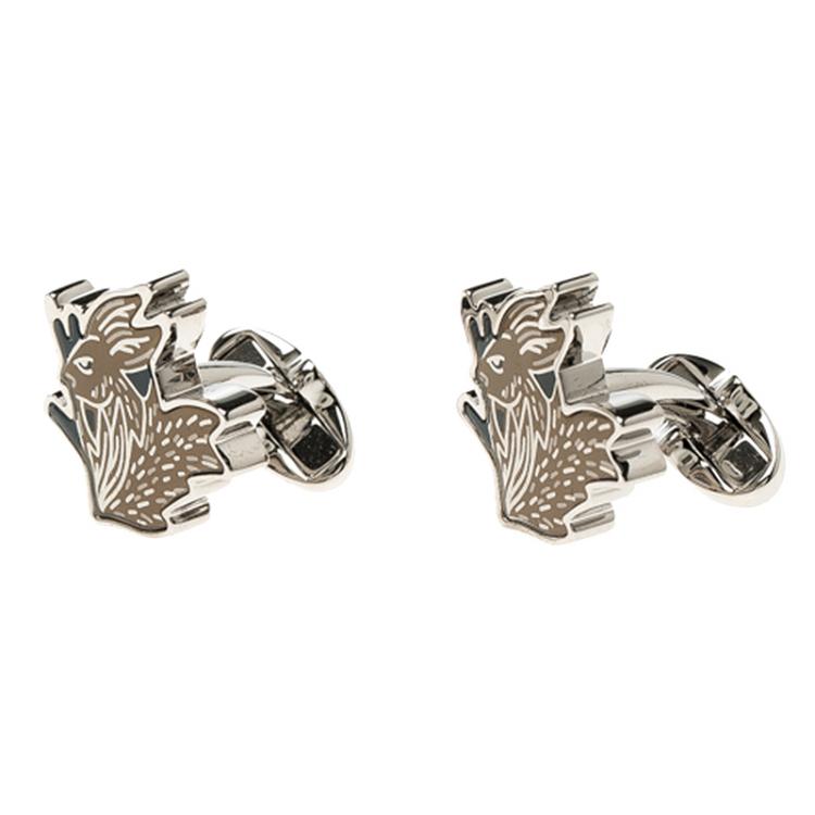 Pre Owned Burberry Hare Enamel Silver Tone Cufflinks 