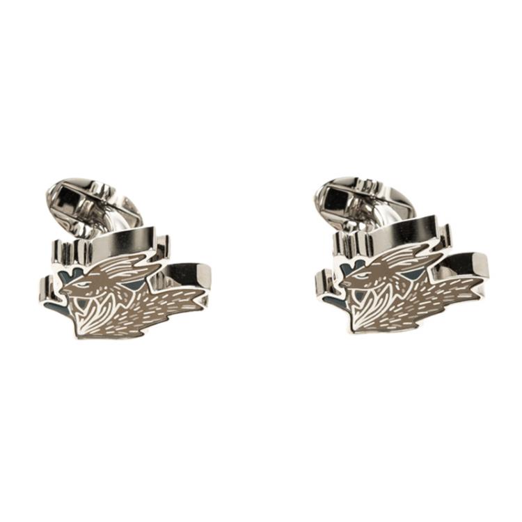 Pre Owned Burberry Hare Enamel Silver Tone Cufflinks 