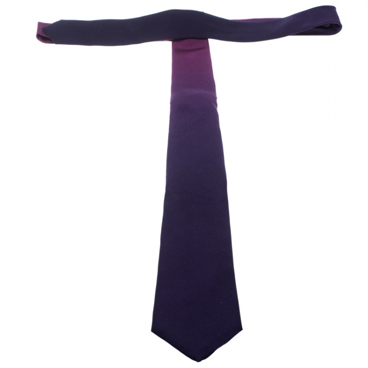 Pre Owned Burberry London Bright Purple Ombre Silk Skinny Tie