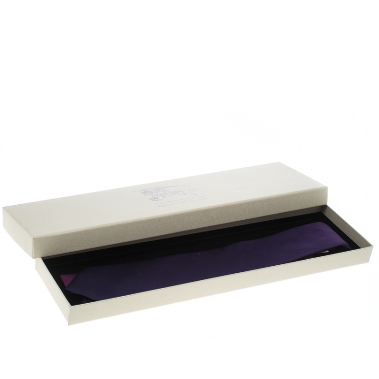 Pre Owned Burberry London Bright Purple Ombre Silk Skinny Tie