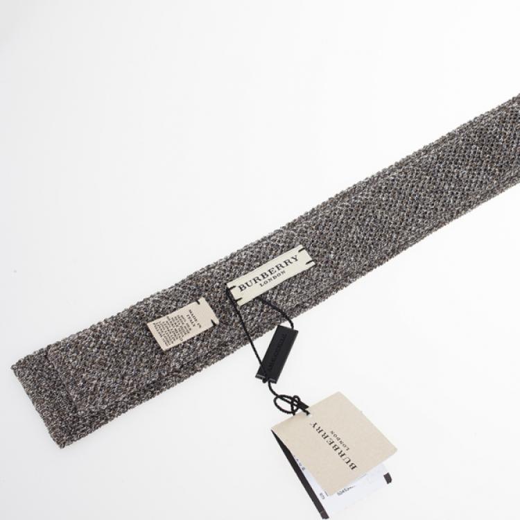 Pre Owned Burberry Grey Knitted Silk Tie