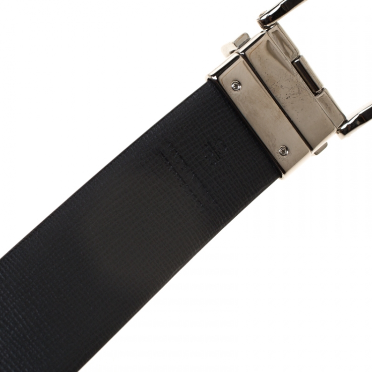 Pre Owned Burberry Blue Leather Reversible Belt 105cm