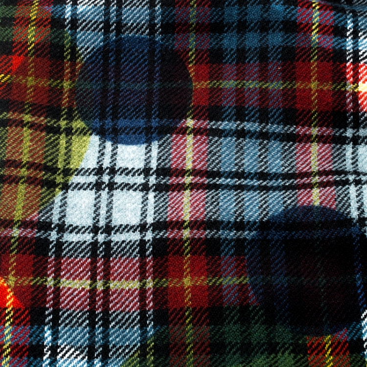 Pre Owned Burberry Multicolor Wool Tartan Plaid Polka Dotted Fringed Edge Muffler