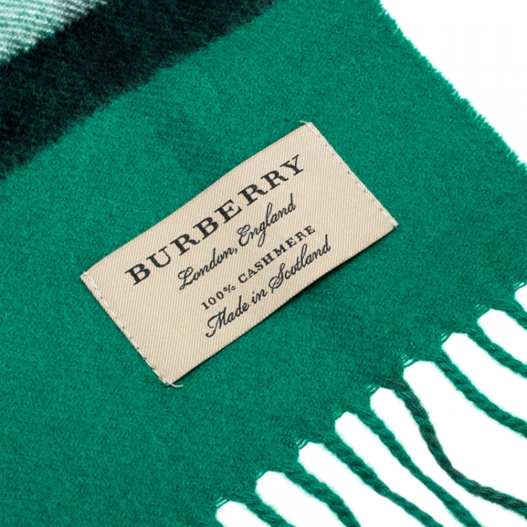 Pre Owned Burberry Emerald Green Classic Novacheck Cashmere Muffler
