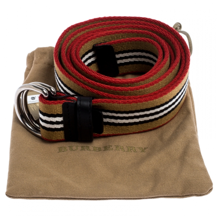 Pre Owned Burberry Multicolor Icon Stripe Canvas D-Ring Buckle Belt