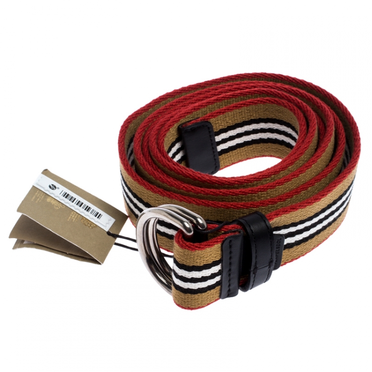 Pre Owned Burberry Multicolor Icon Stripe Canvas D-Ring Buckle Belt