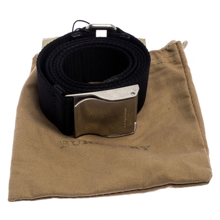 Pre Owned Burberry Black Canvas Zach Webbing Belt 105CM