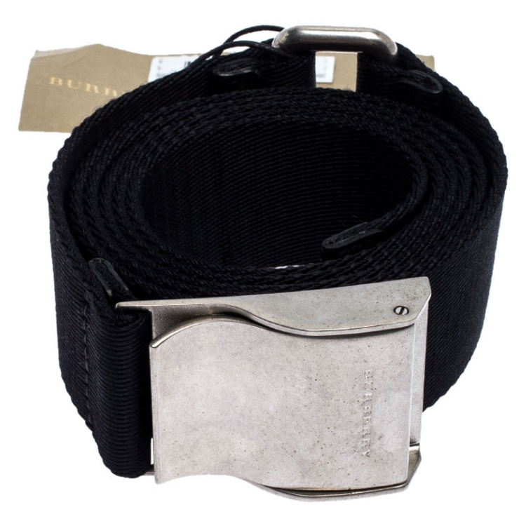 Pre Owned Burberry Black Canvas Zach Webbing Belt 105CM